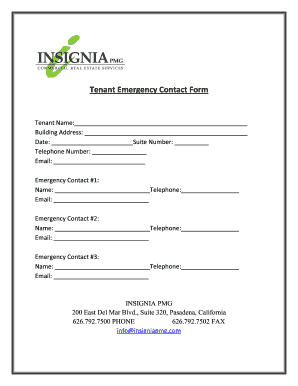 Tenant Emergency Contact Form