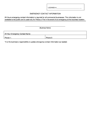Emergency Contact Form for Businesses