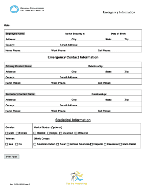 Employee Emergency Information Form