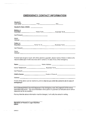 Emergency Contact Information Form
