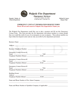 Emergency Contact Information Request Form