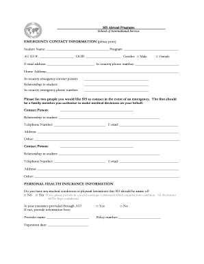 SIS Abroad Emergency Contact Form