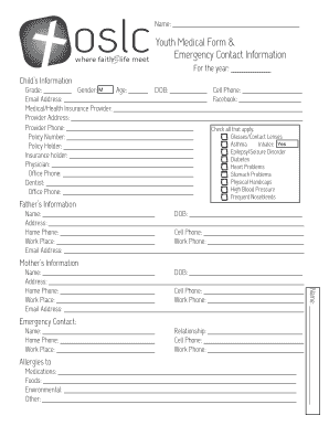 Youth Medical Form & Emergency Contact Information