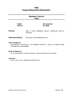 Childcare emergency contact form - Emergency Contact Form 013 - tmccentralorg