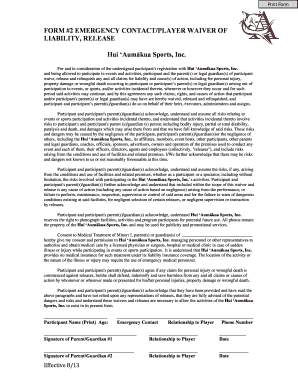Hui ‘Aumākua Sports Liability Waiver Form