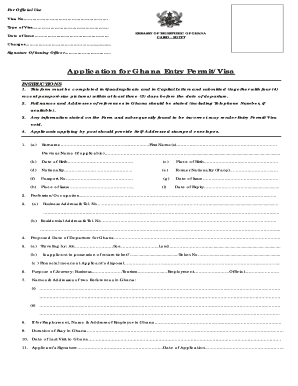 Ghana Entry Permit Visa Application