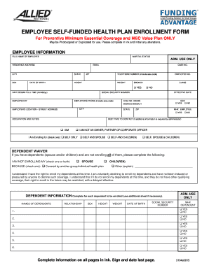 Employee Self-Funded Health Plan Enrollment Form