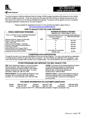 California CARE Program Application Form 6491-C