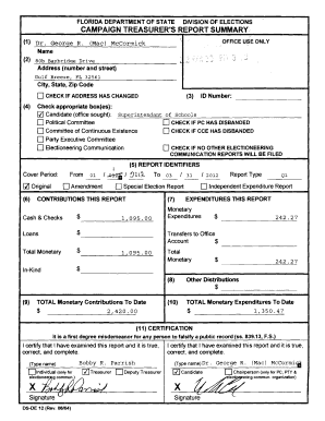 Florida Campaign Treasurer's Report