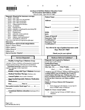 Diabetes Education Center Outpatient Referral Form