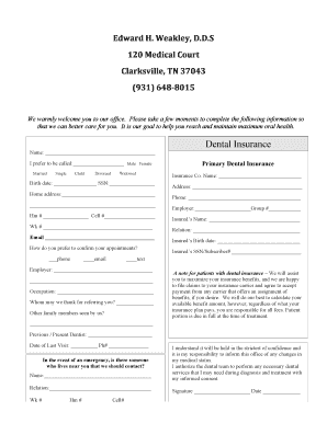 Dental Patient Information Form