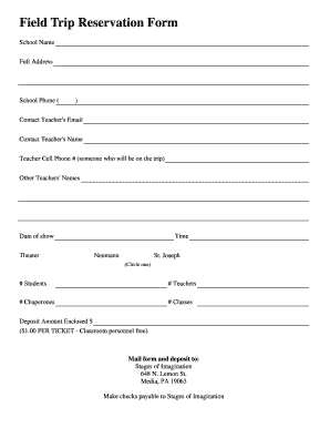 Field Trip Reservation Form
