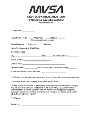 Credit Card Authorization Form