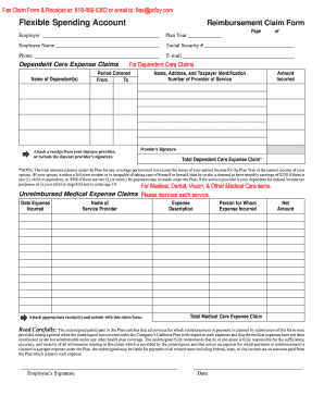 Flexible Spending Account Reimbursement Claim Form
