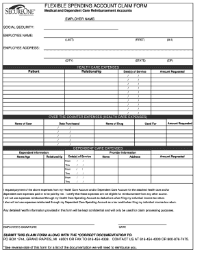 Flexible Spending Account Claim Form
