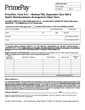 PrimeFlex Medical FSA Claim Form
