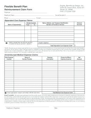 Flexible Benefit Plan Reimbursement Claim Form