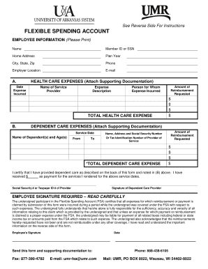 Flexible Spending Account Reimbursement Form