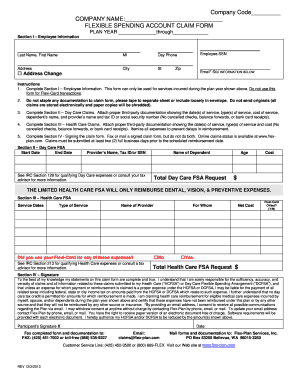 Flexible Spending Account Claim Form