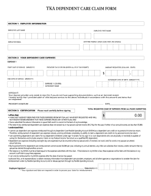 TKA Dependent Care Claim Form