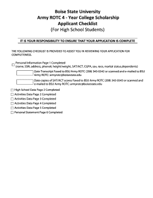 Army ROTC 4-Year College Scholarship Application