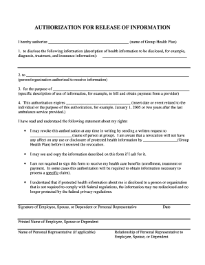 Authorization for Release of Health Information