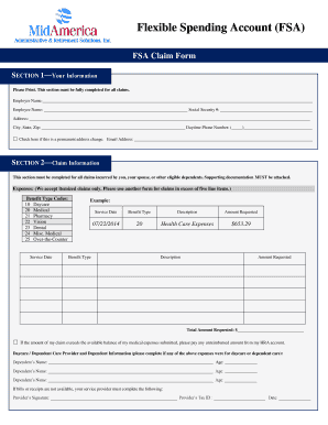 Flexible Spending Account Claim Form