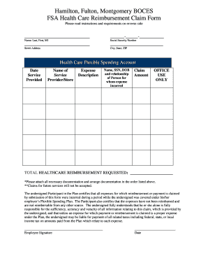 FSA Health Care Reimbursement Claim Form