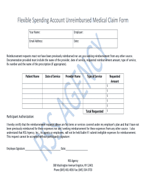 Flexible Spending Account Medical Claim Form