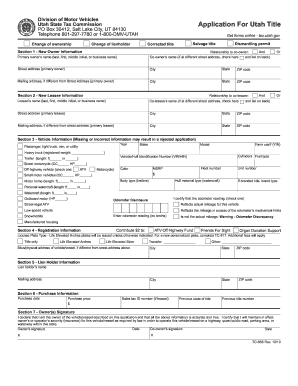 Utah Title Application Form