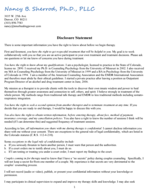 Psychologist Client Disclosure Statement
