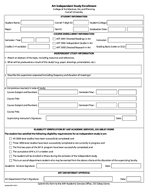 Art Independent Study Enrollment College of Architecture