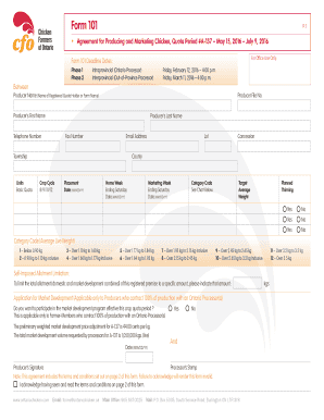 Ontario Chicken Production and Marketing Agreement