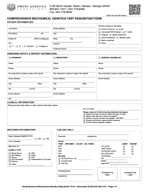 Comprehensive Biochemical Genetics Test Requisition Form