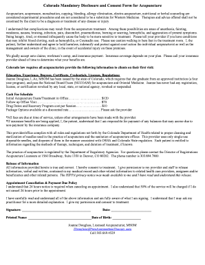 Colorado Acupuncture Consent Form