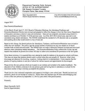Pequannock Township Attendance Policy Notification