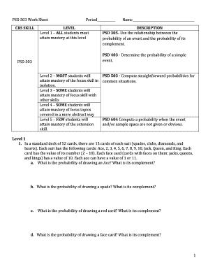 Probability Worksheet