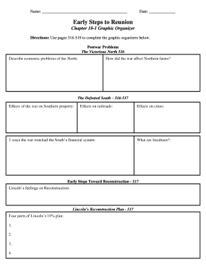 Early Steps to Reunion Graphic Organizer