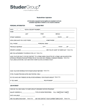 Resident Intern Application Form