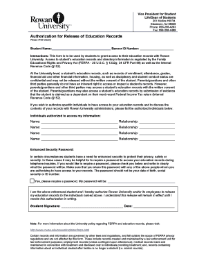 Authorization for Release of Education Records