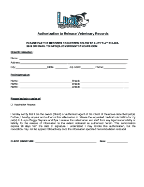 Authorization to Release Veterinary Records