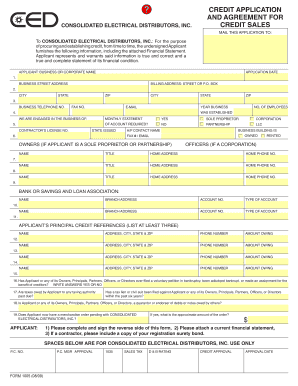 Credit Application and Agreement for Consolidated Electrical Distributors