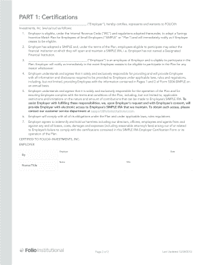 SIMPLE IRA Employer Certification Form