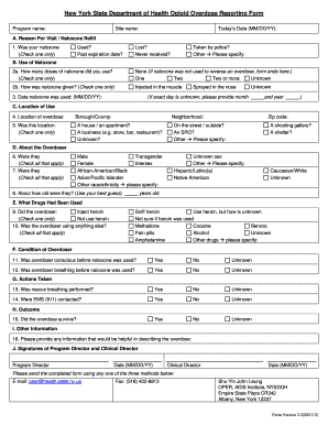 New York State Opioid Overdose Reporting Form