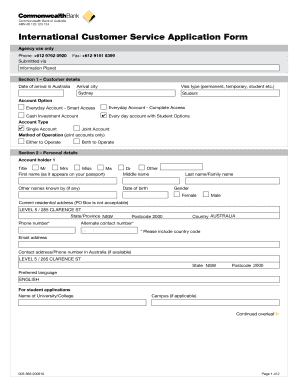 International Customer Service Application Form