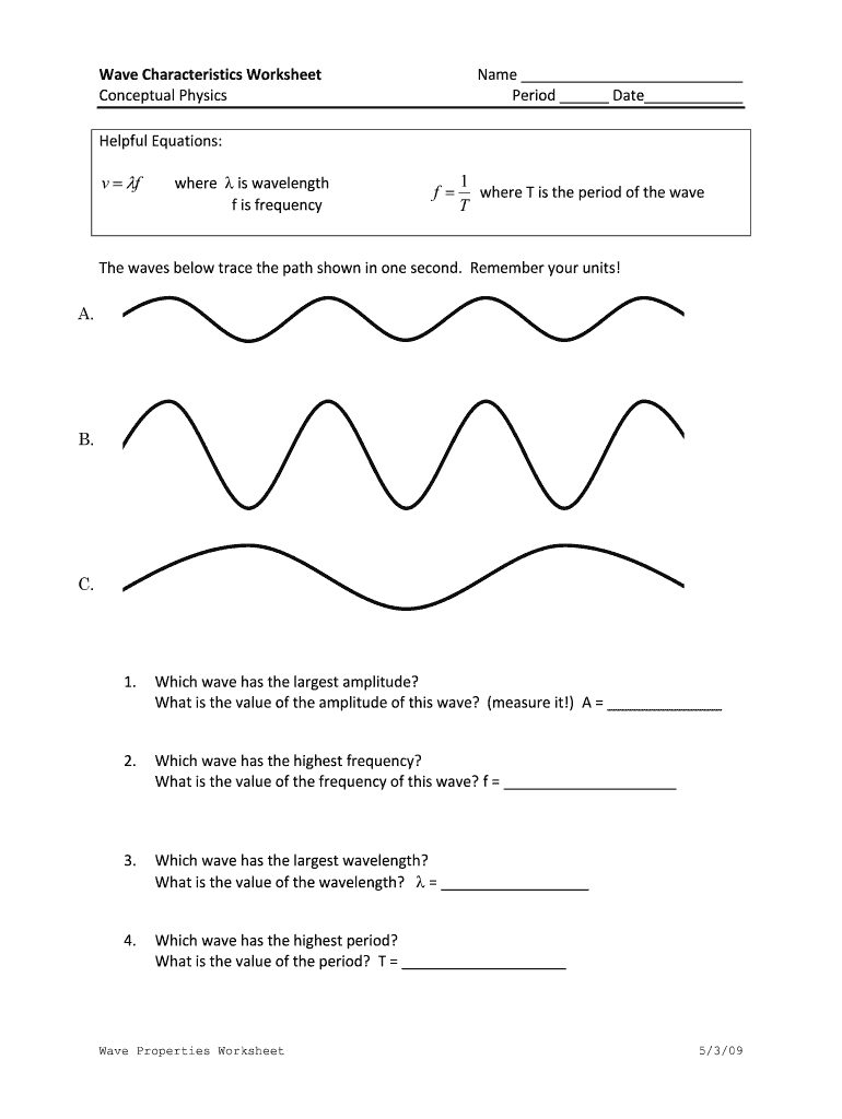 Wave Properties Worksheet Answers Pdf - Fill Online, Printable Within Waves Worksheet 1 Answers