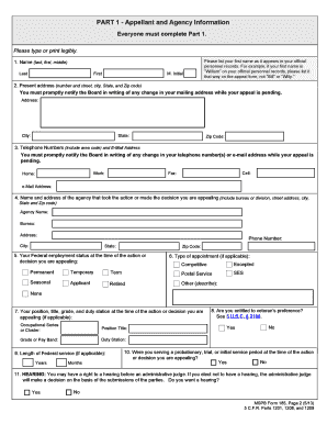 MSPB Form 185 - Appeal Form