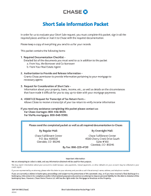 Chase Short Sale Information Packet