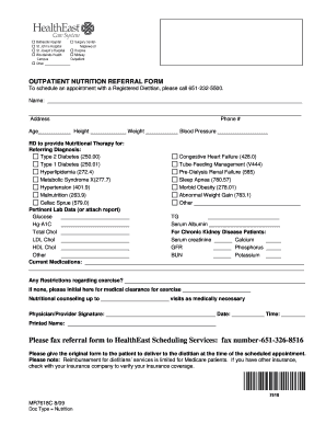 Outpatient Nutrition Referral Form