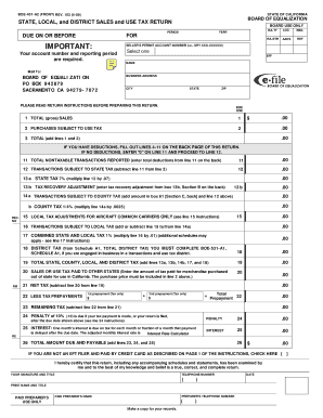 California State Local District Sales and Use Tax Return